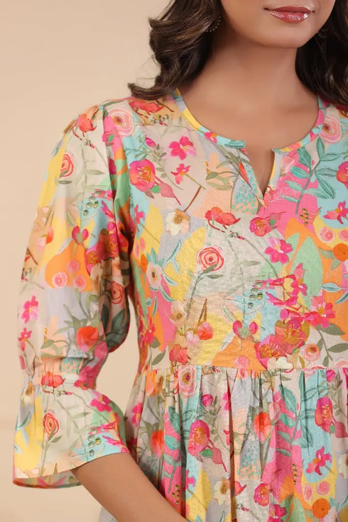 Women Multi Disital Printed Fit and Flare Dresses